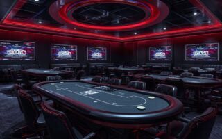 salle de poker vide du Playground Poker Club à Kahnawake