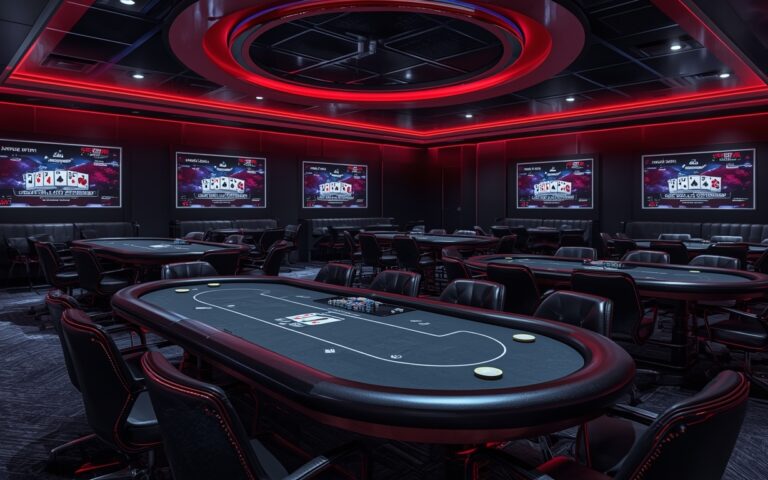 salle de poker vide du Playground Poker Club à Kahnawake